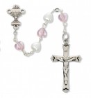 Girl's First Communion Rosary with Pearl Heart Shaped Beads