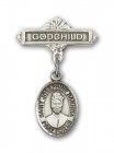 Pin Badge with St. Josephine Bakhita Charm and Godchild Badge Pin