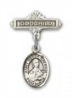 Pin Badge with St. Gemma Galgani Charm and Godchild Badge Pin