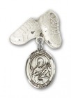 Pin Badge with St. Meinrad of Einsideln Charm and Baby Boots Pin