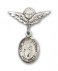 Pin Badge with St. John of the Cross Charm and Angel with Smaller Wings Badge Pin