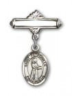 Pin Badge with St. Petronille Charm and Polished Engravable Badge Pin