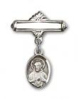 Baby Pin with Scapular Charm and Polished Engravable Badge Pin
