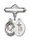 Pin Badge with Pope Benedict XVI Charm and Polished Engravable Badge Pin