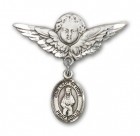 Pin Badge with Our Lady of Hope Charm and Angel with Larger Wings Badge Pin