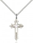 Polished and Textured Cross Pendant with Birthstone Options