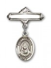 Pin Badge with St. Rebecca Charm and Polished Engravable Badge Pin