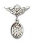 Pin Badge with St. Olivia Charm and Angel with Smaller Wings Badge Pin