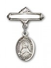 Pin Badge with Immaculate Heart of Mary Charm and Polished Engravable Badge Pin