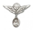 Baby Pin with Scapular Charm and Angel with Larger Wings Badge Pin