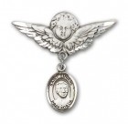Pin Badge with St. Eugene de Mazenod Charm and Angel with Larger Wings Badge Pin