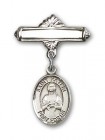 Pin Badge with St. Kateri Charm and Polished Engravable Badge Pin