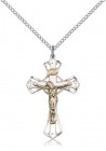 Women's Cut Out Crucifix Necklace Two-Tone