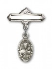 Pin Badge with Our Lady of Czestochowa Charm and Polished Engravable Badge Pin