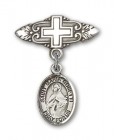 Pin Badge with St. Maria Goretti Charm and Badge Pin with Cross