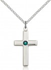 Youth Simple Cross Pendant with Birthstone Options