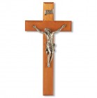 Light Walnut Wall Crucifix with Wide Cross - 11 inch
