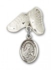 Pin Badge with St. Therese of Lisieux Charm and Baby Boots Pin