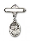 Pin Badge with Pope John Paul II Charm and Polished Engravable Badge Pin
