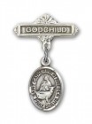 Pin Badge with St. Catherine of Sweden Charm and Godchild Badge Pin
