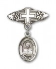 Pin Badge with St. Timothy Charm and Badge Pin with Cross