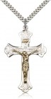 Men's High Polished Crucifix Necklace Two-Tone