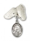 Pin Badge with St. Bernard of Montjoux Charm and Baby Boots Pin