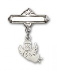 Baby Pin with Guardian Angel Charm and Polished Engravable Badge Pin
