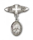 Pin Badge with Blessed Pier Giorgio Frassati Charm and Badge Pin with Cross