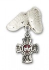 Baby Badge with Red 5-Way Charm and Baby Boots Pin
