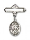 Pin Badge with Our Lady of Providence Charm and Polished Engravable Badge Pin