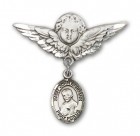 Pin Badge with St. John Neumann Charm and Angel with Larger Wings Badge Pin