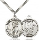 Protect Me In Battle Round St. Christopher National Guard Necklace