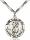 Protect Me In Battle Round St. Christopher Necklace