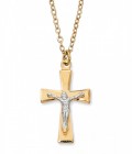 Women's Flared Tip Crucifix Necklace Two Tone