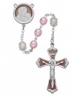 Rose Enamel and Pink and White Bead Rosary
