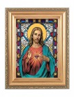 Sacred Heart of Jesus Gold Frame Stained Glass Effect