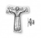 Saint Francis Tau Cross Lapel Pin Sterling Silver
