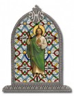 Saint Jude Glass Art in Arched Frame