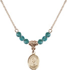 Saint Rafka Gold Filled Charm Medal with Zircon Beads