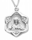 Six Sided Scapular Medal Sterling Silver Necklace