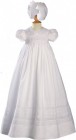 Short Sleeve Cotton and Cluny Lace Baptism Gown