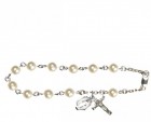 Silver Plated Rosary Bracelet with Pearl Beads