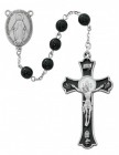 Silver Tone and Black Enamel First Communion Rosary