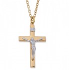 Men's Slim Two-Tone Raised Crucifix 1.5