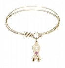 Smooth Bangle Bracelet with a Cancer Awareness Charm