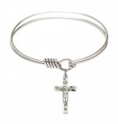 Smooth Bangle Bracelet with a Crucifix Charm