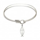 Smooth Bangle Bracelet with a Fish Cross Charm