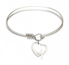 Smooth Bangle Bracelet with a Heart and Cross Charm