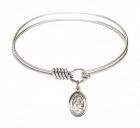 Smooth Bangle Bracelet with a Saint Isidore of Seville Charm